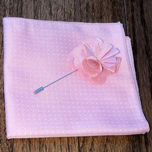 Cotton pocket square and a flower tie clip